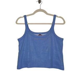 Vintage y2k Harley Davidson Tank Top Sparkle Blue Large Spaghetti Grunge Skate